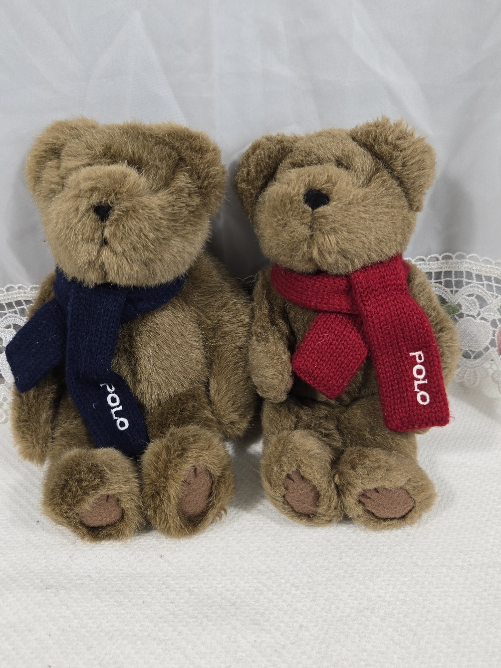 Vtg 2001 Polo Ralph Lauren Plush Teddy Bear Set 10" Scarf Lot of 2